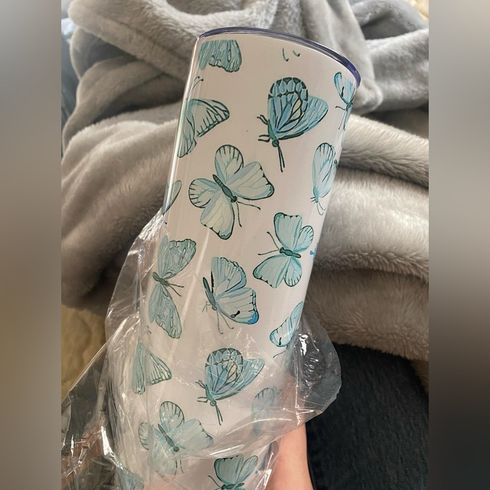 Blue butterfly 20oz tumbler